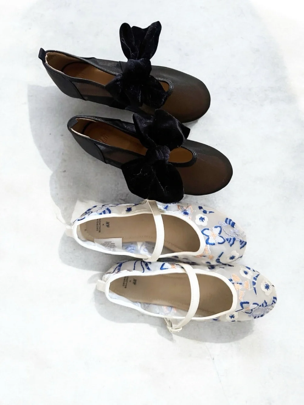 Girls H&M Black Bow Mary Jane Flats - and Blue Butterfly - black 13.5 Blue: 1